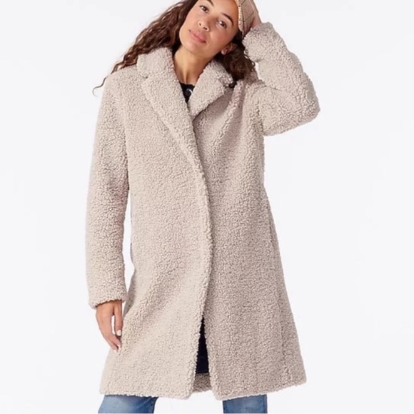 J Crew Teddy Sherpa Topcoat in Nantucket Fog - Picture 2 of 7